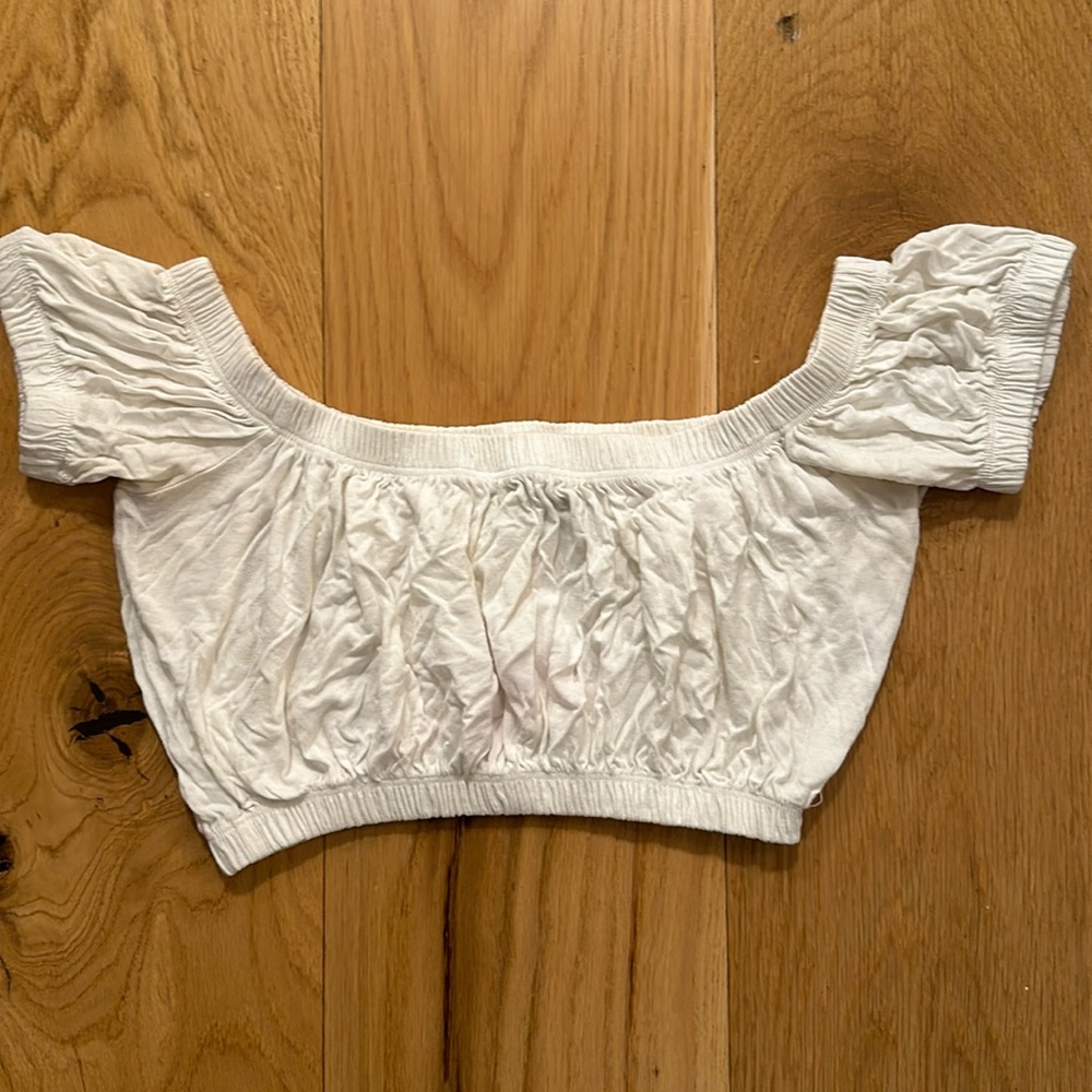 EUC ASOS Cropped White Elasticated Top